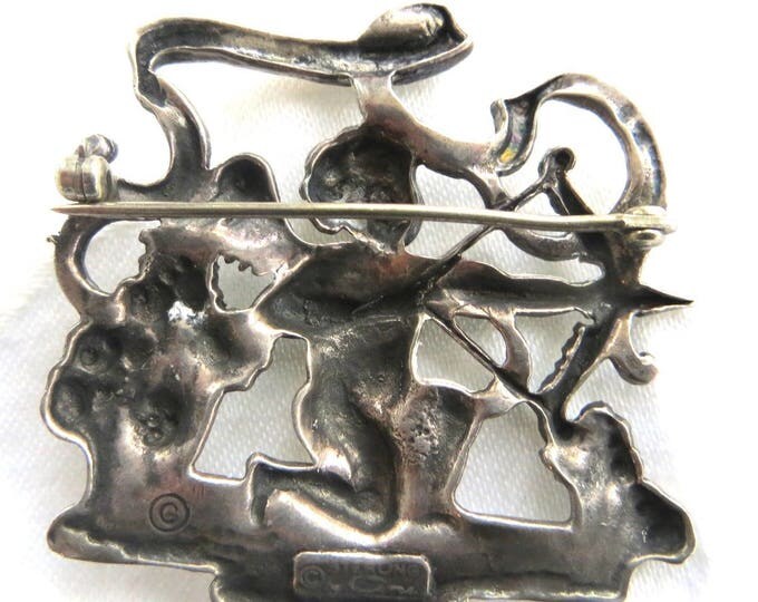 Vintage Cini Sterling Sagittarius Brooch, "The Archer" Cherub with Archery Bow, 1940s Sagittarius Pin