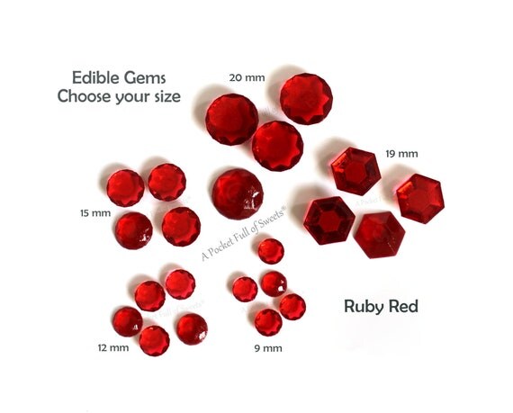 Edible Gems For Cake, Sugar Diamonds, Cake Decoration, Cupcake Toppers, Wedding Cake Topper, Baby Shower Cake, Decorations, Jewels, Ruby Red Il_570xn