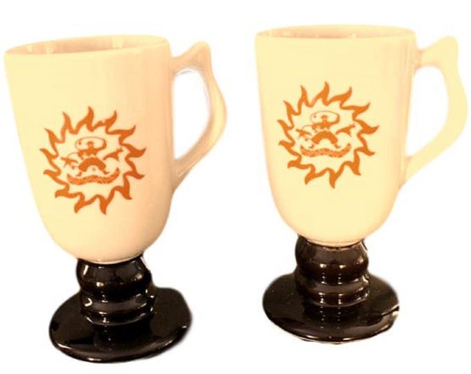 Vintage Hall Irish Coffee Mugs, Loew's Hotels, H. Friedman & Sons, Pedestal Tall Coffee Mug Set of 2