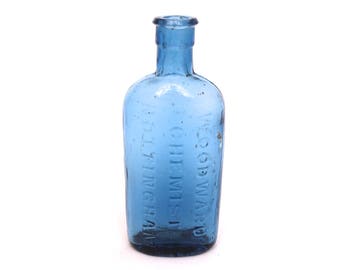Victorian Woodward Chemist Nottingham Bottle, Blue Apothecary Bottle, Old Pharmacy Bottle, Apothecary Medicine Bottle, Glass Chemist Bottle