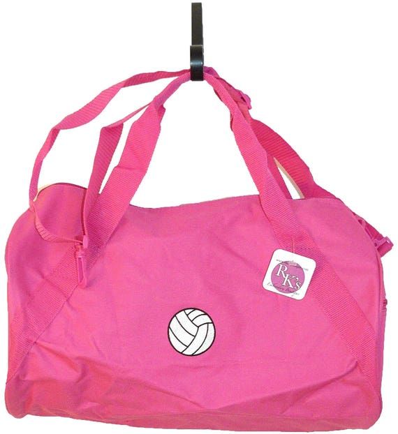 Hot Pink Volleyball Duffel Embroidered Sports Team Overnight Travel Gym Bag + Add Name Monogram