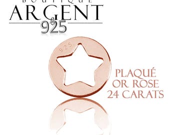 Star charm openwork round finish rose gold plated 925 Sterling Silver Circle Star