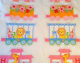 Animal Train Fabric Panel, Springs Mills Animal Train Fabric Panel, Springs Mills Pattern 5692, Cut & Sew Train, Baby Toy, Train Fabric