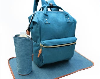 blue backpack purse