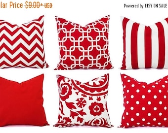 15% OFF SALE Red Pillow Covers - Decorative Throw Pillow Cover - Red Couch Pillows - Red Pillow Sham - Red Euro Sham - Red Throw Pillow - Ho