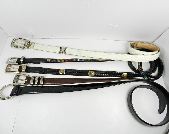Vintage womens BRIGHTON leather belt, Lot of 5 Belts, brown black white leather belt, Women's Reversible Brighton Belt, Accessories
