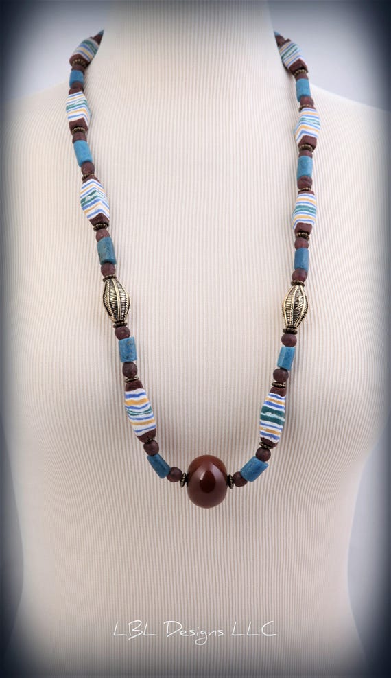 Ghana jewelry Brass jewelry Long necklaceNecklace for