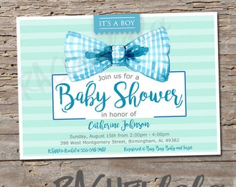 Bow tie, baby shower printable invitation, digital print