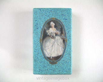 4711 Tosca vintage perfume box, cameo portrait illustration, lady in white dress