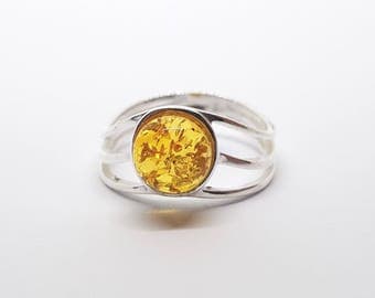 sterling silver and natural baltic amber ring