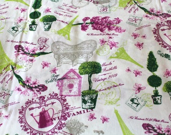 Fabric coupon 50 x 70 cm vintage Paris