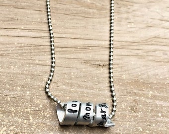 Hidden Message, Secret Note Necklace, hand stamped jewelry, Spiral Necklace, Scroll, Corkscrew, Anniversary Present, Gifts For Her, Twisted