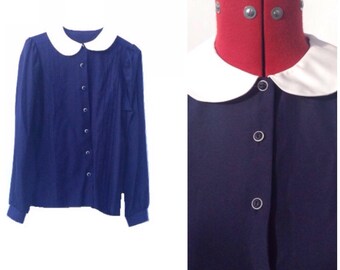 Peter Pan Collar Blouse Navy St Michael