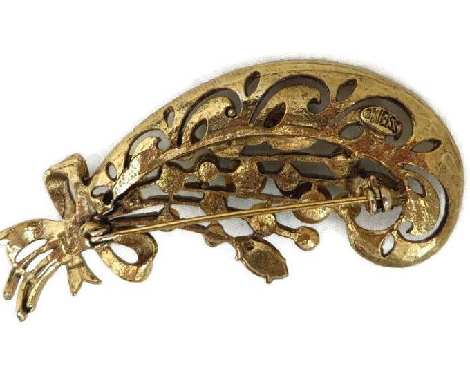 Vintage Brooch, Rhinestone Pin, Blue Rhinestone Faux Pearl Brooch, Vintage Weiss Gold Tone Flower Pin, Gift for Her Vintage Brooch, Rhinestone Pin, Blue Rhinestone Faux Pearl Brooch, Vintage Weiss Gold Tone Flower Pin, Gift for Her