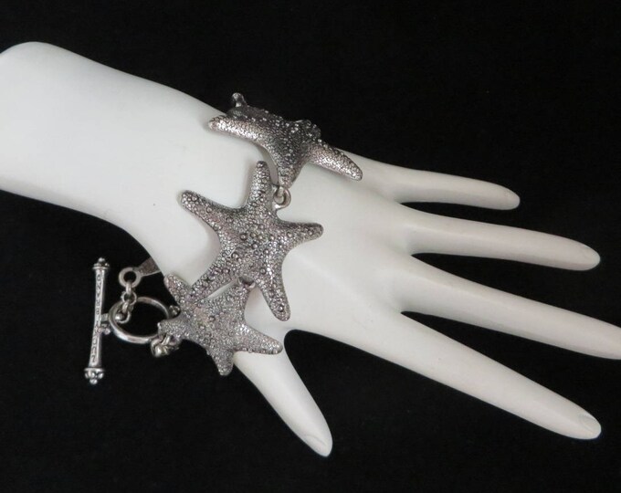 Vintage Starfish Bracelet - Lucky Brand Bracelet - Silver Tone Linked Bracelet, Perfect Gift, Gift Box