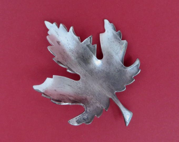 Vintage Giovanni Leaf Brooch - Signed Giovanni Pewter Toned Leaf Pin, Gift Idea, Gift Box