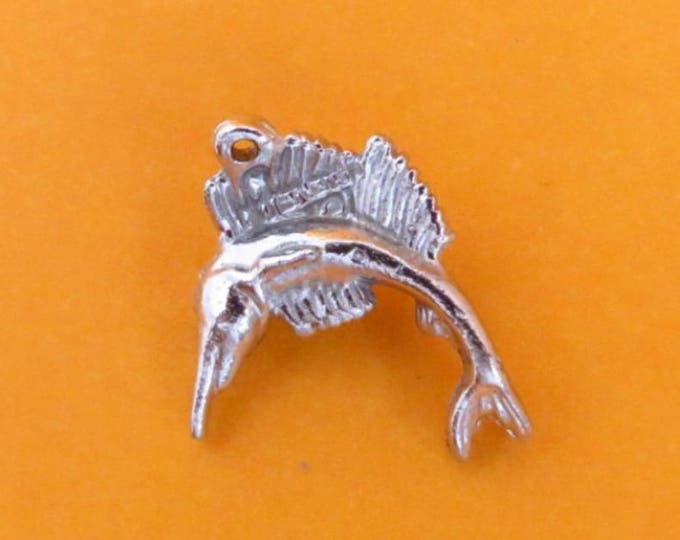 Sterling Swordfish Charm, Vintage Silver Fish Charm, Swordfish Pendant, Charm Bracelet, Gift Idea