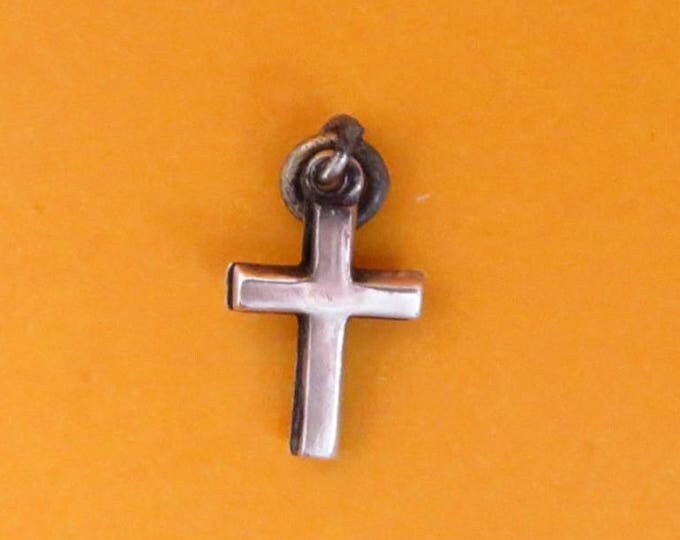 Sterling Cross Charm - Vintage Silver Religious Pendant, Starter Charm, Gift Idea