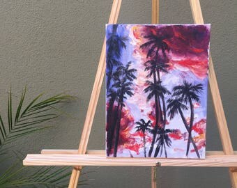Palm tree sunset | Etsy