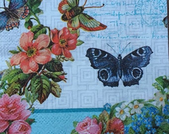 Decoupage Napkins- set of 4 - Cocktail Paper Napkins for Decoupage - Ephemera