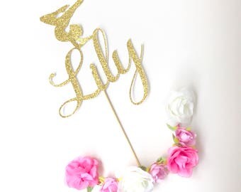 Gymnastics Glitter Cake Topper - Custom Gymnastics cake topper - Gold, Silver, Pink, Birthday cake topper