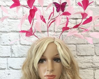 Pink Fascinator, Feather Fascinator, Pink Feather Fascinator, Race Day Fascinator, Kentucky Derby Fascinator, Headband Fascinator