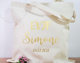 Tote Bag EVJF Team Bride Gift Wedding Shoulder Bags Gifts Ivited Cotton Pouch Custom Tote Bags Customizable Bag Bride Tribe Gold Bridal Pary