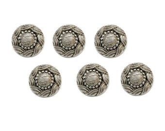 6 buttons 22 mm silver metal