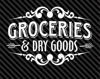 Groceries & Dry Goods Wall Decal - Pantry Kitchen Decor - Vinyl Decal - Wall Art - Kitchen Decal - Decals - Many Sizes and Colors.