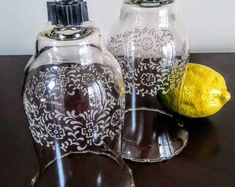 Vintage Clear Glass Votive Cup Candleholders Tealight Etched Glass Mouth Blown Hollywood Regency Hurricanes. Homeco Sconces FREE SHIPPING