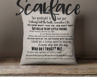 Scarface movie quote pillow cover 18x18inch - movie quotes - movies - washable pillow cover - fiber arts - home textiles - eco inks - mature