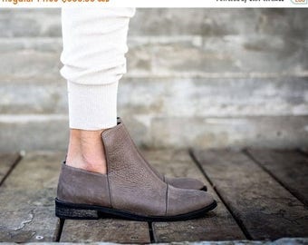 CIJ SALE Leather Boots, Brown Boots, Handmade Boots, Ankle Boots, Booties, Leather Shoes, Flats, Winter Shoes, Gift For Her, Francesca
