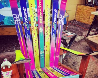 Custom Neon adirondack ski chair with painted front board