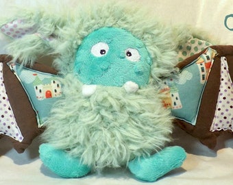 Plush blue mint "bat-monster"