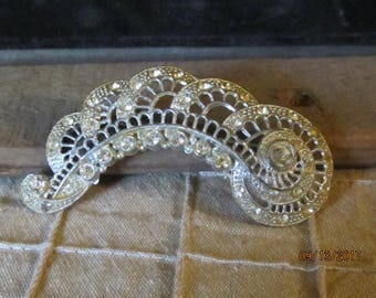 Fantastic Vintage LN/25 Little Nemo Art Deco Rhinestone Paisley Brooch Signed