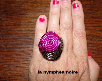 great aluminum ring fuschia and Brown size 57-58