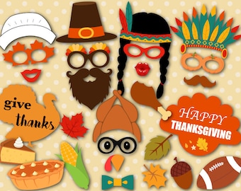 Instant Download Thanksgiving Photo Booth Props Printable Pilgrim Photo Booth Props Fall Festival PhotoBooth Props Pumpkin Turkey Props 0104