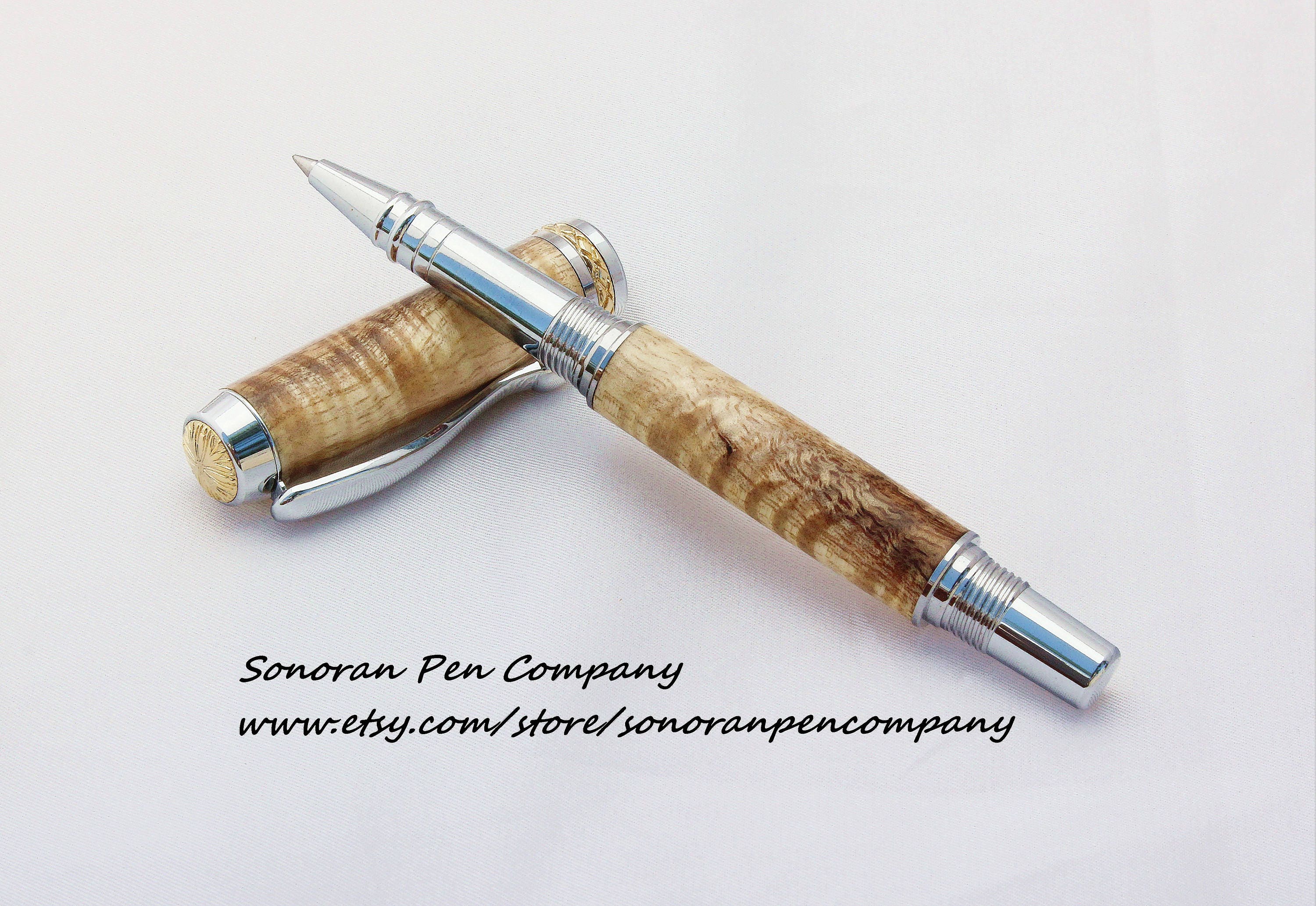 Triton Curly Koa Fiddle Back curl Rollerball pen