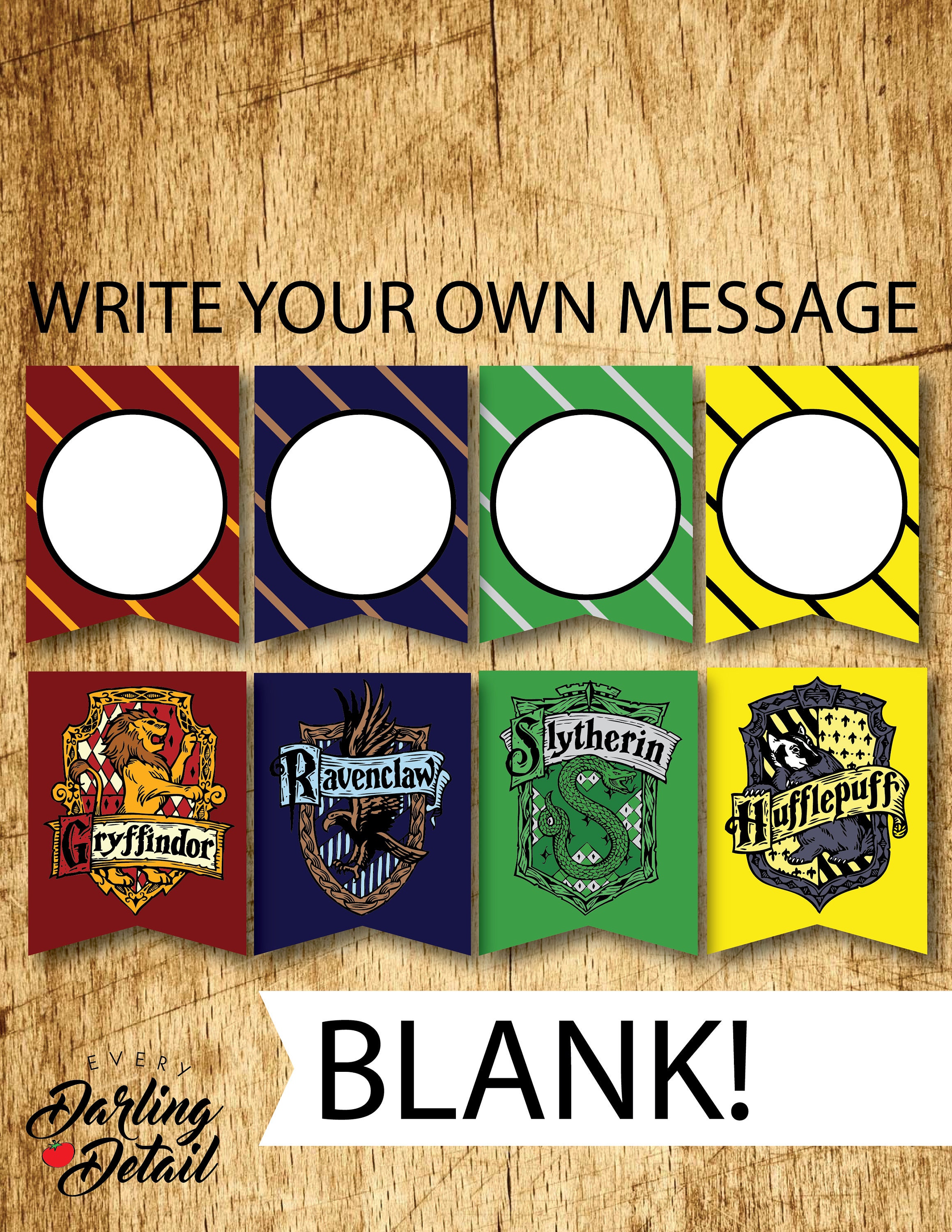 BLANK Harry Potter Printable Hogwarts House Bunting Banners