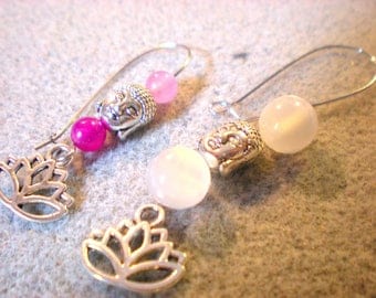 Zen Kit gourdes EARRINGS * White Lotus Buddha * silver plated