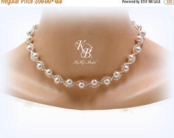 Pearl Bridal Necklace, Twisted Pearl Necklace, Pearl Wedding Necklace, Pearl Necklace, Bridal Jewelry, Wedding Jewelry, Prom Necklace