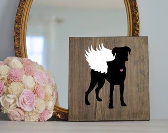 Boxer Angel Wing Silhouette, Remembrance Sign, Dog Memorial, Loss of Dog, Boxer Dog Portrait, Boxer Artwork