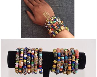 African Bracelet, Trade Beads, Stackable Bracelets,Krobo bead bracelet, Colorful Bracelets, African Jewelry,Beaded bracelets,Gift,Artisan