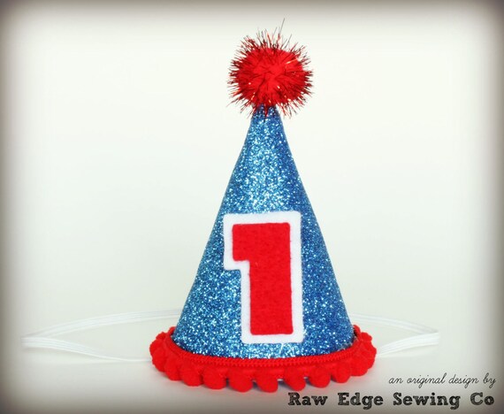 BIRTHDAY PARTY HAT Red White Blue Fourth Of July Cake Smash