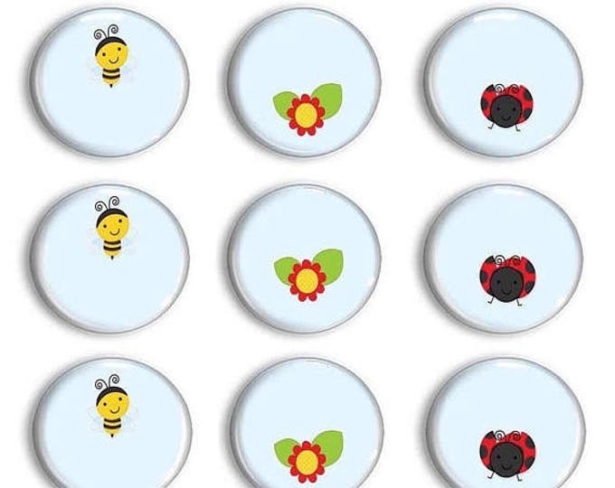 Sale Lady Bug and Bumble Bee Magnets - Party Favors - Fridge Magnets - Unique Gifts - Cubicle Decor - Bulletin Board Magnets - Kitchen Decor