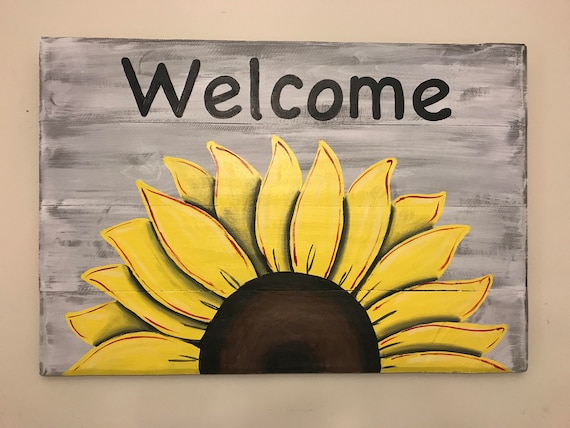Sign on reclaimed wood Large sunflower sign