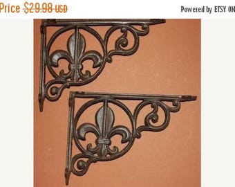 12% OFF 2 pcs) Fleur De Lis Shelf french window valance hardware, Elegant Fleur De Lis New Orleans style window corner treatments, B-3