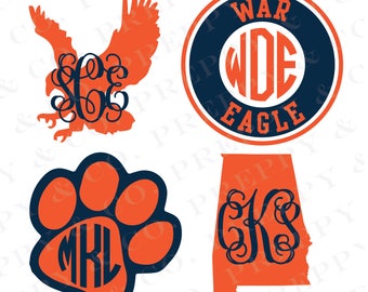 Auburn Vinyl Decal - Monogram Auburn Tigers Sticker - Auburn University