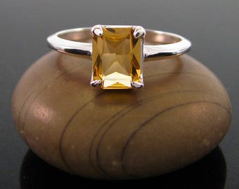 citrine ring, Citrine Ring sterling silver size 3 4 5 6 7 8 9 10 11 12 13 silver 925 ring November Birthstone Ring genuine citrine