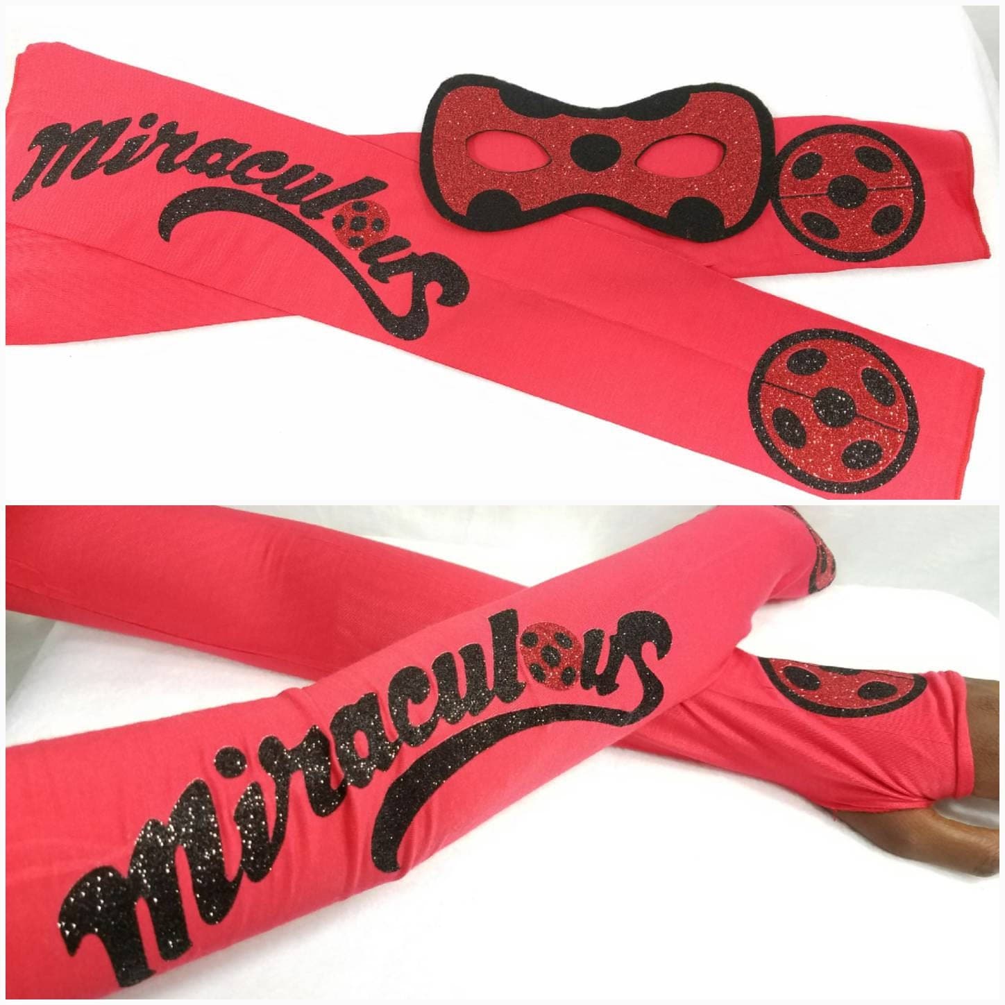 Miraculous Ladybug Fingerless Gloves and Mask